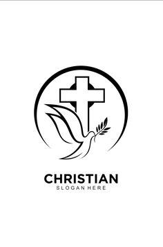 the logo for a church with a cross and an olive branch in it's center