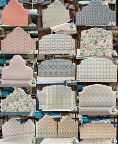 many different types of upholstered beds in various styles and colors are shown here