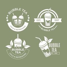 four different logos for bubble tea