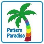 the pattern paradise logo with a rainbow palm tree