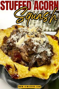 stuffed acorn squash with mushrooms and parmesan cheese