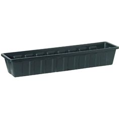 a black plastic planter on a white background