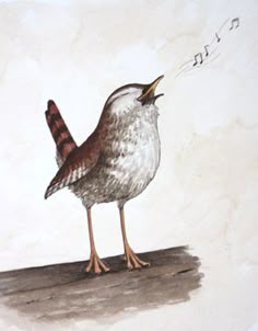 a drawing of a bird with its beak open