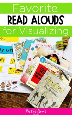 several books with the words favorite read alouds for visualizing on top of them