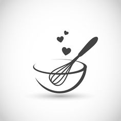 a whisk in a bowl with hearts