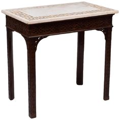 George III period mahogany fratework console table with white Carrara marble top. With inlaid Greek key in Sienna marble. French Console Table, Marble Top Console Table, Iron Console Table, Wooden Console Table, Wooden Console, Table Console, Balcony Railing, Napoleon Iii, George Iii