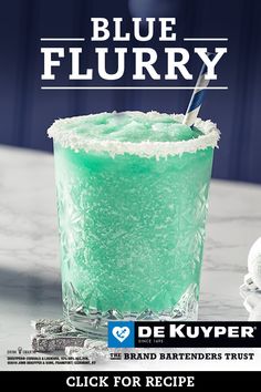 the blue flurry drink is ready to be served