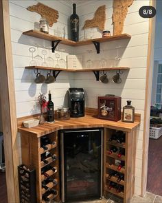 a wine cellar built into the side of a wall