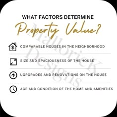 what factor does it mean to determine property value? info sheet for real estate in the neighborhood