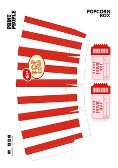 the popcorn box is red and white stripes