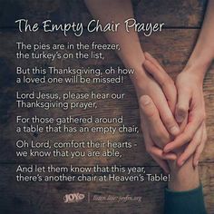 two hands holding each other with the words, the empty chair prayer written below it