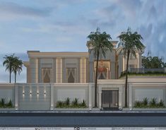 an artist's rendering of a luxury home with palm trees