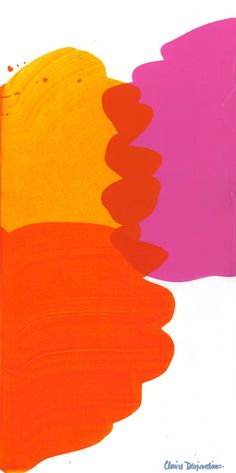 an orange and pink paint swatch on white paper