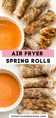 air fryer spring rolls on plate Air Fry Spring Rolls, Shrimp Spring Rolls Fried, Air Fryer Spring Rolls Recipe, Healthy Spring Roll Recipes, Air Fried Spring Rolls, Gluten Free Spring Rolls, Shrimp Coleslaw, Air Fryer Spring Rolls, Homemade Yum Yum Sauce