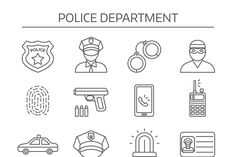 police line icons on white background with text that reads, police department and other related items