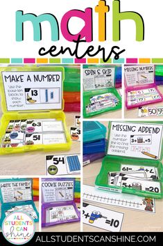 this is an image of math centers for students to practice their numbers and counting skills