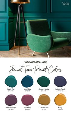 the color scheme for sherylin williams's jewel tone paint colors