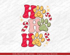 the word hope with dog paws and candy canes