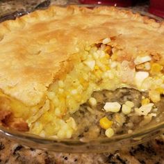 a close up of a pie on a table