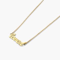 Give your loved ones the perfect gift with this gold letter necklace. Featuring a script plate that says "loved," this necklace shows all who see that the wearer truly is "loved." Adjustable from 12 to 16 inches thanks to a bead slide that closes with a lobster clasp, it's perfect for layering too! *Pendant dimensions: 4x25mm. Yellow Sapphire Rings, Gold Letter Necklace, Rings Mens Wedding Bands, Classic Wedding Rings, Platinum Wedding Rings, Cushion Cut Ring, Pink Sapphire Ring, Princess Cut Rings, Gold Letter