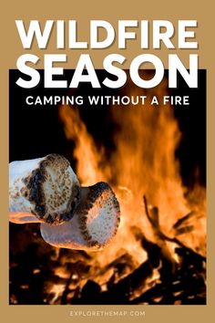 a book cover with the title wildfire season camping without a fire