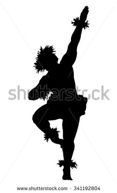 black and white silhouette of a man dancing with his hands in the air, on a white background