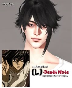 an anime character with black hair and white shirt