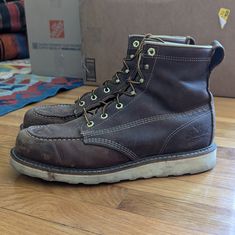 This Is A Lightly Used Pair Of Thorogood Moc Toe Boots. Made In The Usa, However I Cut Off The Silly Little Tag From Both Boots. These Are Not Steel Or Composite Toe Boots. I Wore These For 2 Weeks Doing Light Duty With Different Insoles. The Stock Insoles Are Included. These Will Not Ship With The Original Box. Please No Low Ballers. Thanks! Moc Toe Boots, Toe Boots, Cut Off, Original Box, Men's Shoes, Shoe Boots, Size 10, Man Shop, Boots