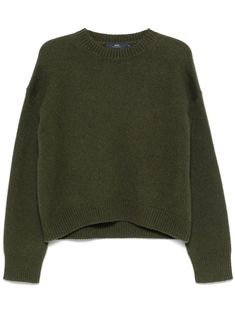 olive green cashmere chunky knit crew neck ribbed trim drop shoulder long sleeves straight hem We've partnered with Good On You — an independent agency that rates how brands perform in relation to their impact on the planet, people and animals, with a multi-criteria rating simplified to a five points scale. In order to be awarded our conscious label, larger brands need to score a minimum of four out of five ('Good'), while smaller brands must score at least three out of five ('It's A Start'). Th Oversized Green Sweater, Virgo Rising, Green Oversized Sweater, Army Green Sweater, Olive Sweater, Green Knit Sweater, Olive Green Sweater, Planet People, The Ivy