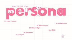 the map of the soul personaa with its names and their respective locations in pink