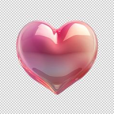 a pink heart shaped object is shown on a transparent background, with the light reflecting off it