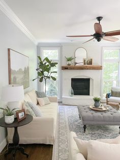 the living room is clean and ready for guests to come home with their new furniture