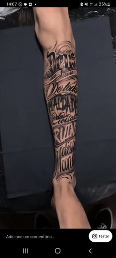 a person with a tattoo on their arm and leg is shown in this screenshot