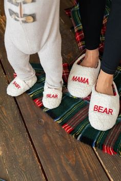 Treat a new mom to ultimate comfort with these mama and baby slippers set! Made with plush materials, these fuzzy slippers are perfect for relaxation. An adorable gift for a new mom, baby, or both. Looking for a cozy family Christmas gift? These fluffy slippers are just what you need! Snuggle up with your loved ones in these super soft and warm slippers. Make this holiday season extra special with these winter essentials. Stay stylish and comfy with these cute slippers! Perfect for lounging around the house or gifting to someone special. These slippers are not only adorable but also ultra-soft and cozy. Get yours today! Our Mama and baby slippers keep your baby's feet and yours warm while preventing them from sweating. It does not squeeze the foot with its comprehensive structure and is su Slippers Fluffy, Christmas Gift Baby, Bear Slippers, Fluffy Slippers, Comfy Slippers, Cute Slippers, Fuzzy Slippers, Warm Slippers, New Mom Gift