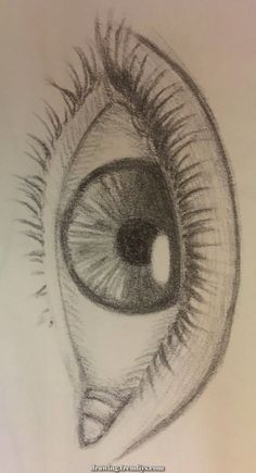 a drawing of an eye with long eyelashes