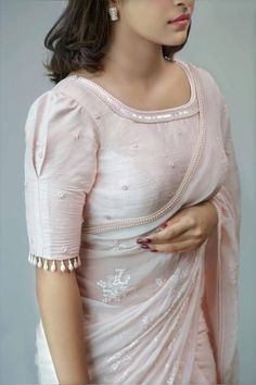 Simple And Cute Blouse Designs, Sleave Ideas Woman Saree Blouse, Blouse Design Half Sleeves, Simple Half Hand Blouse Designs, Sleeve Designs For Saree Blouse, Pattu Saree Blouse Hand Designs Latest, Half Hands Blouse Designs Latest, Plain Saree Blouse Designs Latest, Blouse Hand Designs With Beads