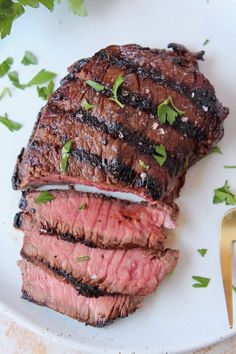 steak marinade on a plate with parsley garnish and the best steak marinade