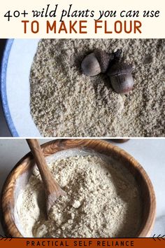 three different pictures with the words how to make flour in front of them and an image of