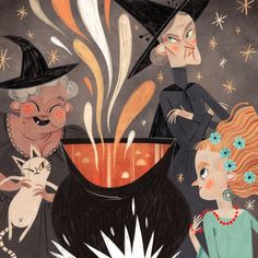 an image of three witches cooking food in a caulder