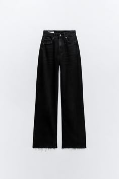 TRF HIGH RISE WIDE LEG JEANS - Black | ZARA United States Black Wide Leg Jeans, Full Length Jeans, High Rise Wide Leg Jeans, Waistcoat Dress, Wide Jeans, Zara Jeans, Pocket Jeans, Zara Black