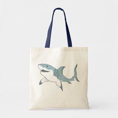 A smiling shark decorates a handy canvas tote bag. Customize it by adding your name or a saying. Available in other styles and colors. Eco-friendly White Shoulder Bag, Customizable Softback Bags For Daily Use, Customizable Softback Bag For Daily Use, White Rectangular Canvas Bag For Personal Use, Customizable Everyday Tote Bag, Rectangular White Canvas Bag For Personal Use, White Canvas Tote Bag For Personal Use, White Canvas Gift Bag For Personal Use, White Tote Bag For Personal Use