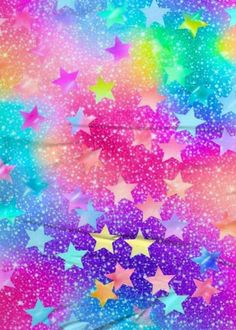 an abstract background with many stars in different colors and sizes, including pink, blue, green