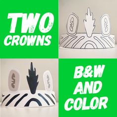 two crowns are shown with the words b & w and color