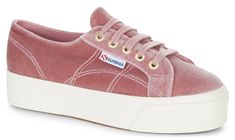 Superga 2790 Velvet Dusty Rose | Our Classic Superga 2750 gets remastered! The 2790 flatform is a cross between our classic tennis shoe shape, and a platform shoe, featuring a chunky vulcanised rubber sole for extra height. Keep the comfort and take your outfit to new heights in our much-loved flatforms. Tennis Shoe Outfits Summer, Kids Heels, Superga 2750, Tennis Shoes Outfit, Velvet Pink, Platform Shoe, Pink Dusty, Simple Sandals