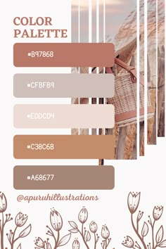 an advertisement with flowers on it for color palettes, including brown and beige colors