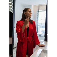 The perfect gift for anyone who loves the finer moments in life, this soft and sexy kimono robe is crafted by hand with strong attention to detail. Crafted by hand with strong attention to detail which boasts the finest rayon fabric. Rayon is a versatile fabric made from purified cellulose fibers, known to take on the properties of silk. Lightweight and delicate, rayon feels like a smooth breeze on your skin. APHEA FASHION Color: Red | APHEA FASHION Rayon From Bammboo Woman Mid-Calf Bathrobe w / Skin Colour, Cellulose Fiber, Fashion Color, Rayon Fabric, Colour Red, Fashion Colours, Mid Calf, One Size Fits All, Wrap Dress