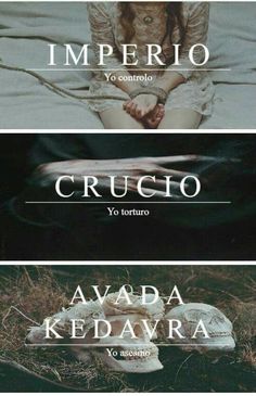 three different types of posters with the words crugo and avada kedrara