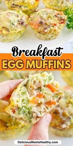 breakfast egg muffins with broccoli, carrots and cheese on top