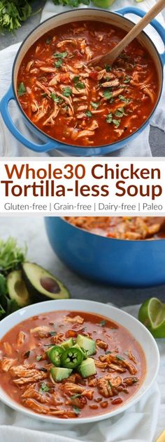 the cover of whole 30 chicken tortilla - less soup