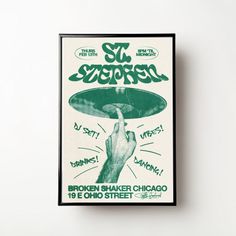 a poster on the wall that says suspens broken shaker chicago